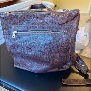Brown Portland leather goods Leather Backpack with Gold Zippers